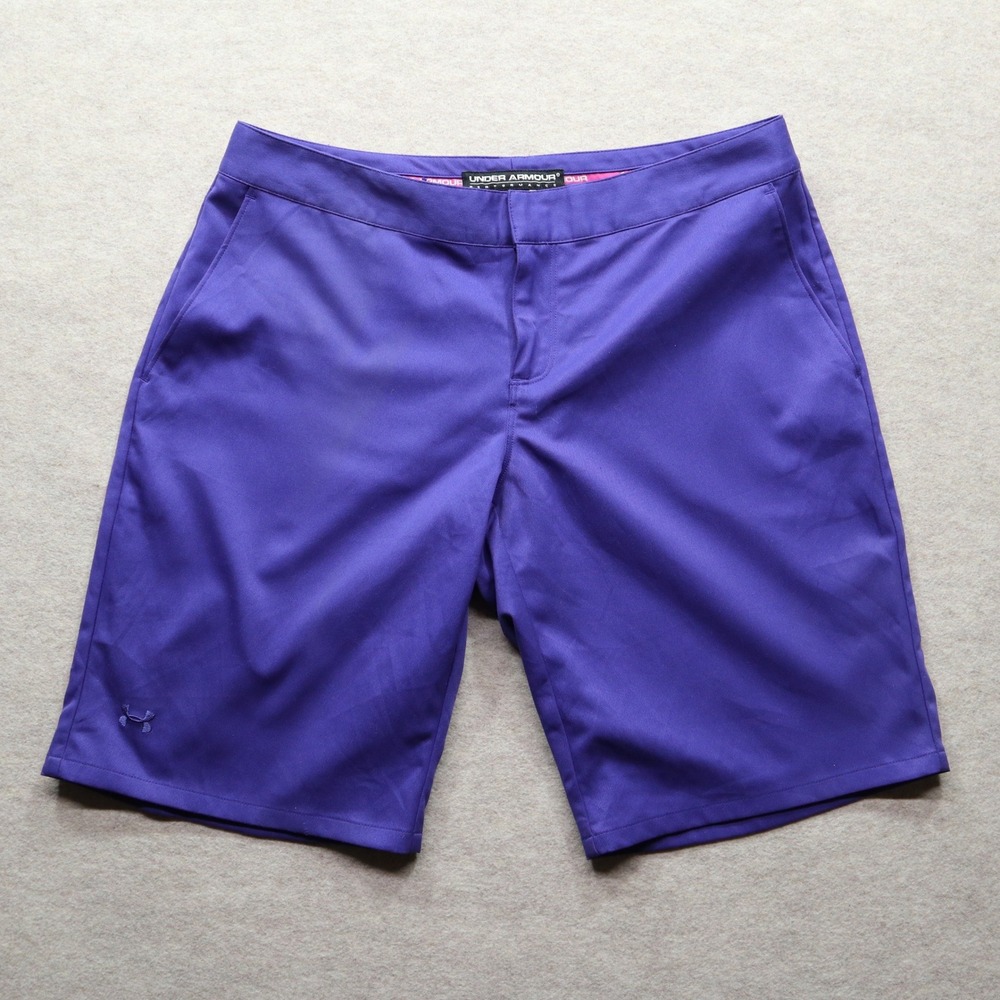 Under Armour Golf Shorts Size 8 Purple Performance Flat Front Modern Sporty